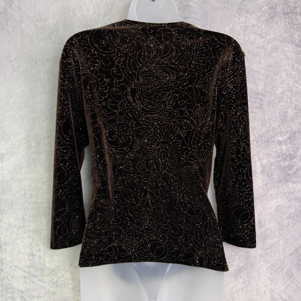 Top de terciopelo Dressbarn de colección y2k marrón dorado para mujer talla L caprichoso bosque hada Foto 3 de 4