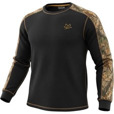 Realtree Xtra Camo Waffle Knit Thermal Shirt Mens XL Black Long Sleeve Hunting