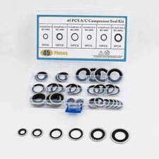 45PCS Car AC O Ring Kit,6 Type Sizes A/C O Ring Assortment Kit for A/C Compre...