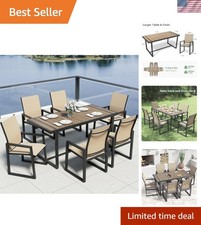 Stylish 7 Piece Outdoor Dining Set for 6 with Weatherproof Chairs & Table