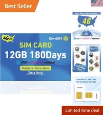 12GB 4G LTE SIM Card for AT&T, T-Mobile & Verizon - Unlocked Compatibility
