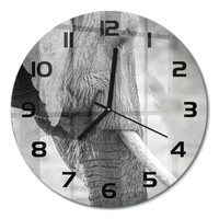 Runde Moderne Glas-Wanduhr Aus GehäRtetem Glas Elefant Schwarze Zeiger Fi30 Cm