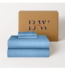 Briarwood Home  Printed Flannel Sheet Set, Twin,100 Organic Cotton Heather Blue