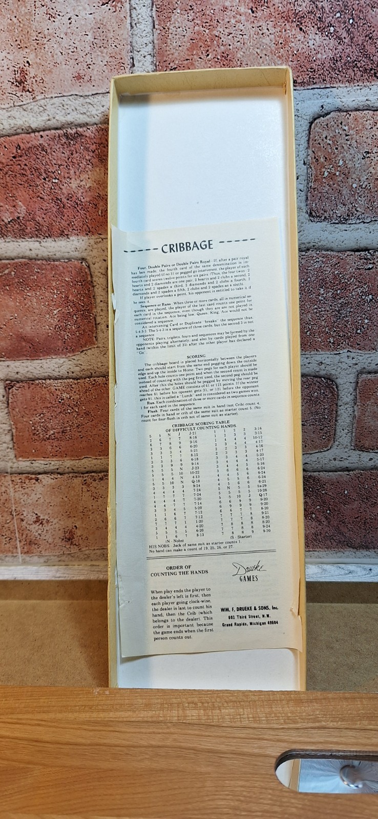 Drueke Vintage Souvenir Cribbage Board Mackinac Straits Bridge With orig. Box