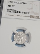 1997 P$10 Platinum American Eagle 1/10 oz NGC MS 67 4499.50 per troy oz