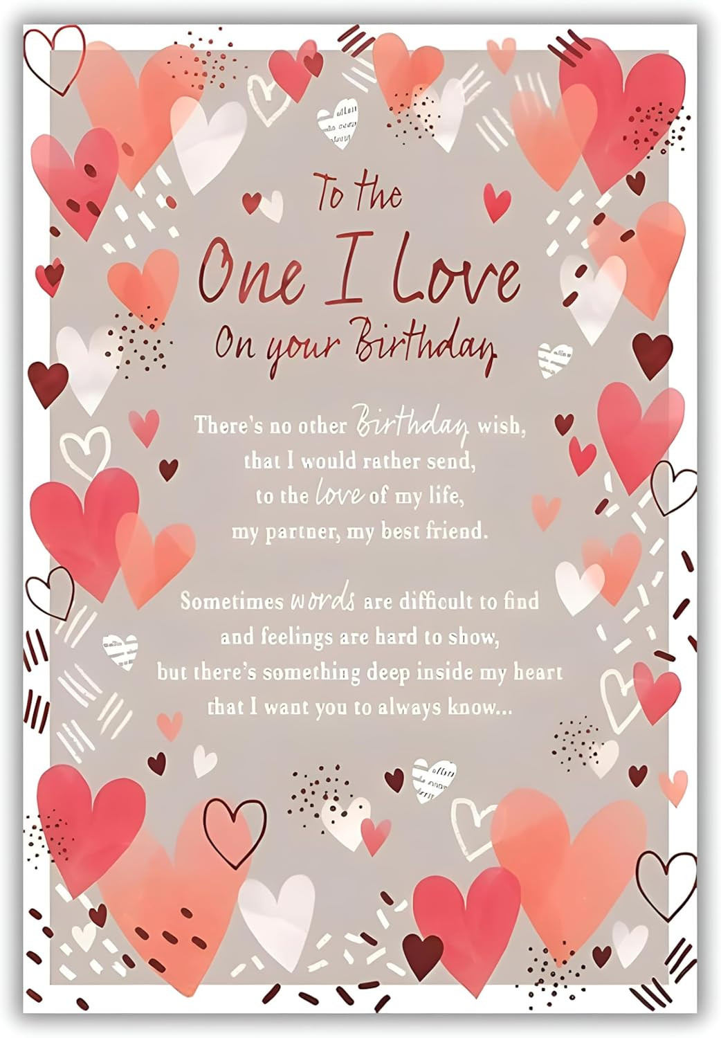 IC&G One I Love Birthday Card - Sentimental Poem and Love Hearts Design with Foi