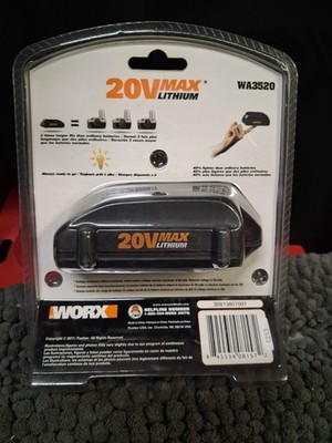 GENUINE WORX WA3525 20V MAX LI-ION POWER SHARE 2.0AH BATTERY BRAND NEW SEALED
