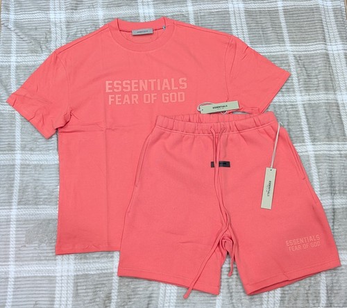 Fear of God Essentials 'CORAL' Loose Oversized Tee & Short Size 'M' Set SS22