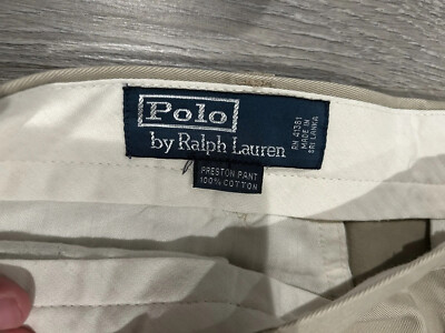 Polo Ralph Lauren Preston Pant Men's 36x32 Pleated Front Beige