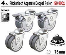 Rückenloch Doppelrollen Transport Lenk Rollen 4 x Ø 75mm Br-Le BS-Rollen Germany