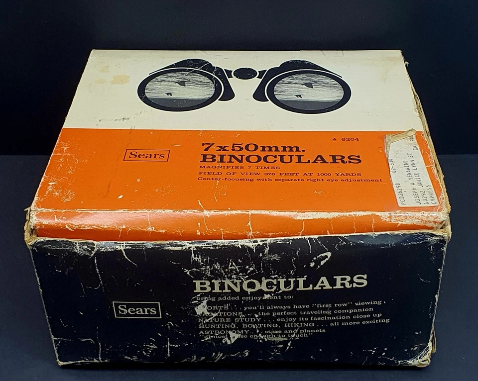 Sears Binoculars 1970 Original Box Brochure Carrying Case Model 6204 7x50mm VTG - Image 2 of 4