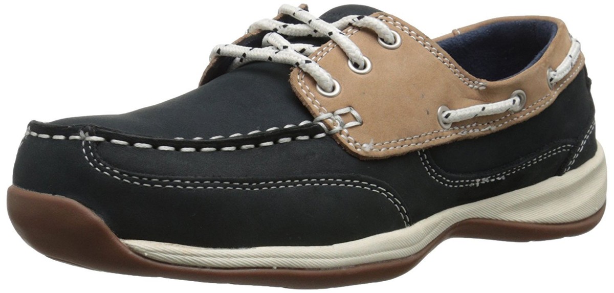 Rockport Works Women Sailing Club Eye Steel Toe Non-Slip CSA Boat Shoes  Sz