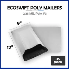 35 9x12 EcoSwift Poly Mailers Plastic Envelopes Shipping Mailing Bags 2.35MIL