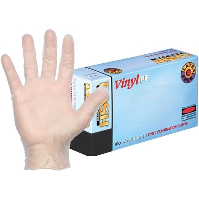 Dash Vinyl PF Vinyl glove: LARGE 100/Bx. Non-Sterile, Powder-Free, Smooth