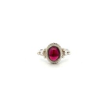 Sterling Silver Oval Garnet Ring Size 7 Stone 7 x 9 mm