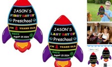 First  Last Day of School Chalkboard, 9.8''X13.8'' Double Sided Back Rocket