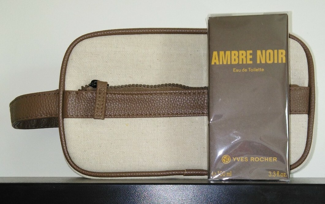 Ambre Noir Yves Rocher parfum boisé 100ml pour vos voyages avec sa trousse
