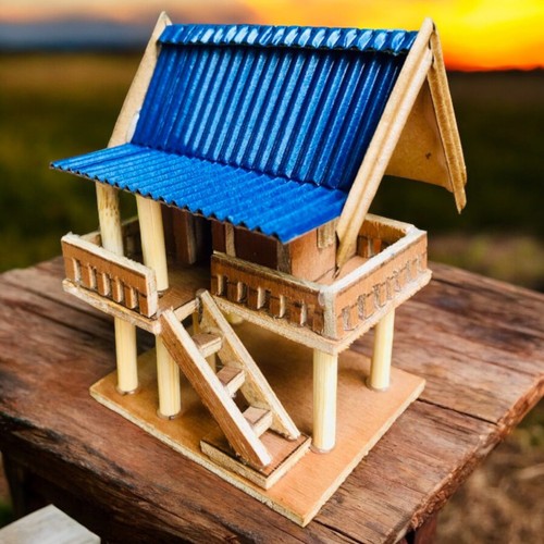 Traditional Bamboo Wood Thai House Spirit Handmade Miniature Model Doll Gift 1pc - Picture 12 of 15