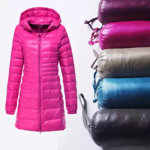 Women's Down Jacket 90% Duck Down Coat Ladies Hoodie Long Hooded Jacket S-6XL - Picture 2 of 27
