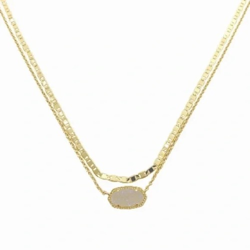 Kendra Scott Elisa Gold Multi Strand Necklace in white Drusy. Retail $90
