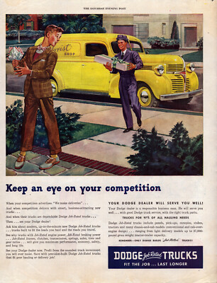 Dodge Trucks Flower Delivery Eye on the Competition Vintage Print Ad 1946