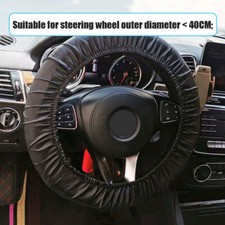 1pc Car Steering Wheel Stretch Scratch Protector Dustproof Cover Black Universal