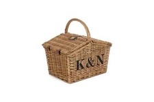Personalised Picnic Basket for Two - 2 Person Double Lidded Wicker Picnic Basket