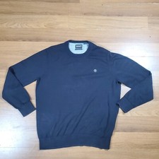 Timberland Williams River Men Jumper Black Medium Waffle Print Organic Tree Logo