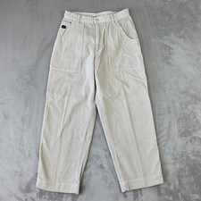 Vintage OP Ocean Pacific Pants Women 16 27x26 Beige Corduroy Beach Surf Rare