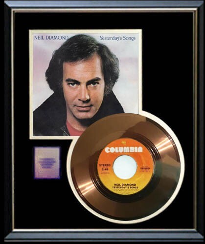 NEIL DIAMOND YESTERDAYS SONGS 45 RPM GOLD METALIZED RECORD RARE NON ...