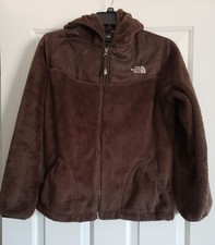 The North Face Thick Fleece Zip Up Jacket W Hood Girls Brown XL Size 18