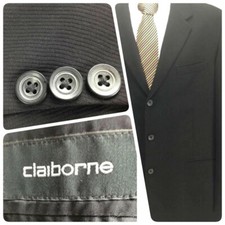 Claiborne Men's Black Blazer Sport Coat Sz 44R 3 Button Non-Vented  0417