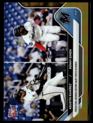 2025 Topps Now 96 Agustin Ramirez Ronny Simon Miami Marlins RC 1st Gold 38/50