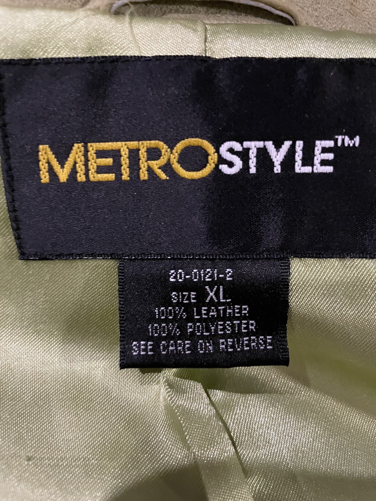 Vintage Metro Style Leather Jacket Women’s Size XL Green Embroidered Roses