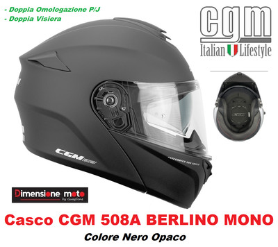 Casco MODULARE Omologato P/J CGM 508A BERLINO MONO Nero Opaco Taglia L 59  cm | eBay