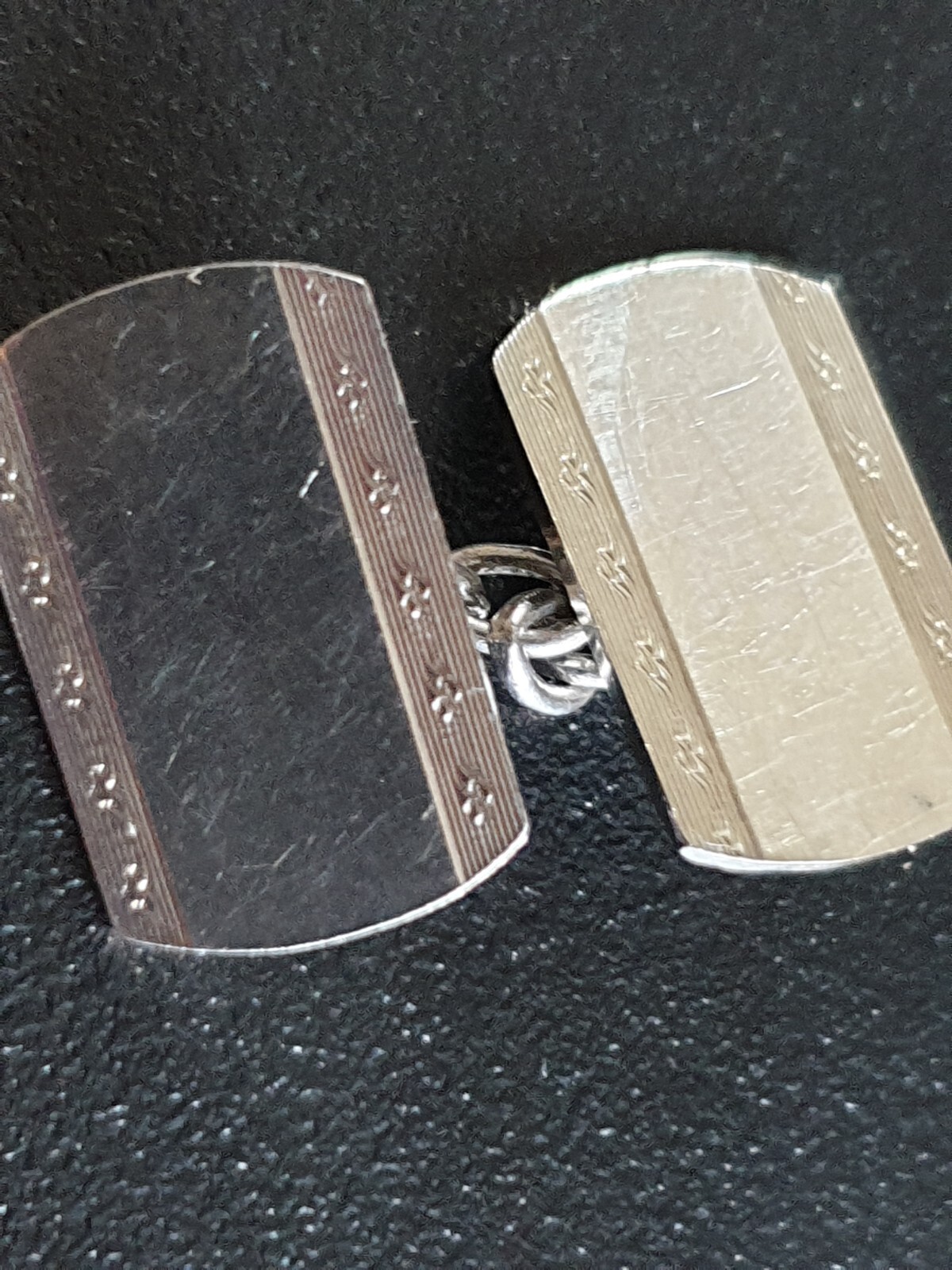 Vintage Etched  Solid Silver Rectangular Cufflinks - image 11