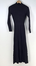 Aere dress womens size S black bodycon maxi long sleeve stretch 111720