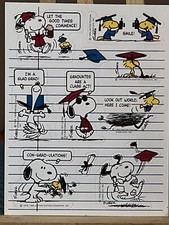 HTF Hallmark Peanuts Snoopy Stickers Sheet GRADUATION 80s 80  s Charlie Brown