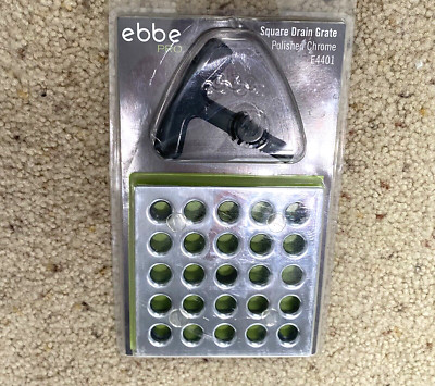 Ebbe Pro E4401 Square Drain Grate Cover Polished Chrome Use E4400 Drain Riser