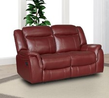 Burgundy Red Leather Gel 2 Seater Recliner Reclining Sofa - CLIFTON.