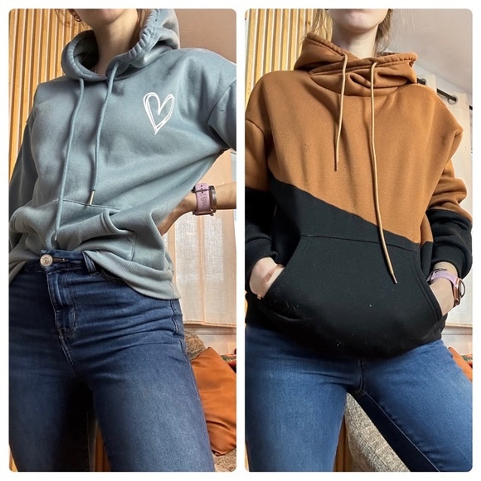 Two Sweater Bundle Color Block and Solid Hoodies - image 1