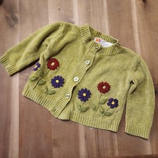 Vintage McKids McDonalds 12 months green floral acrylic infant cardigan sweater