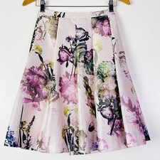 Ted Baker Women's Quincci Torchlit Full Floral Pleated Skirt Sz 0 US 2 UK6