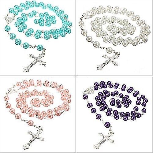 Pearl Rosary Beads Rosary Necklace Catholic Prayer Glass Beads High Quality 
