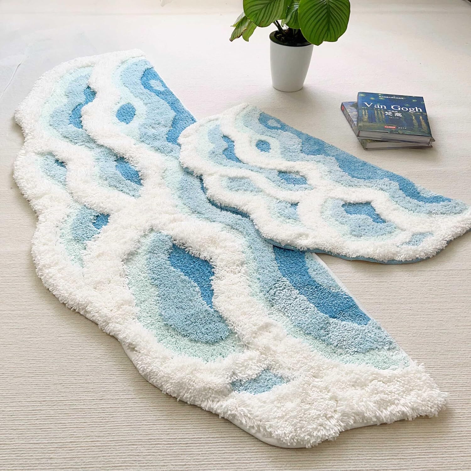 Cute Bedside Rugs Soft Shag 3D Stereo Wave Moss Bedside Rug 20