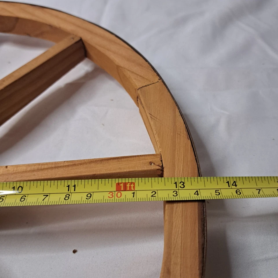 Vintage WOOD WAGON WHEEL 13.5" Western Patio Garden Yard Wall Decor Country Core - Image 3 of 4