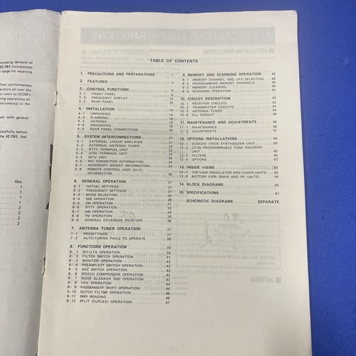 Icom IC-761 Instruction Manual This is the original manual in nice condition. - Picture 2 of 11
