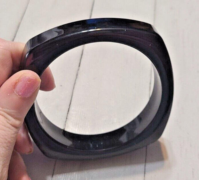 Extra Nice Black Square Bangle Bracelet Lucite Ba… - image 4