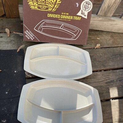 Vintage new Nordic Ware Microwave Set Of Two Divided Dinner Tray freezer to oven