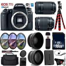 Canon EOS 77D DSLR Camera 18-55mm is STM Lens  55-250mm is STM Lens  UV FLD C